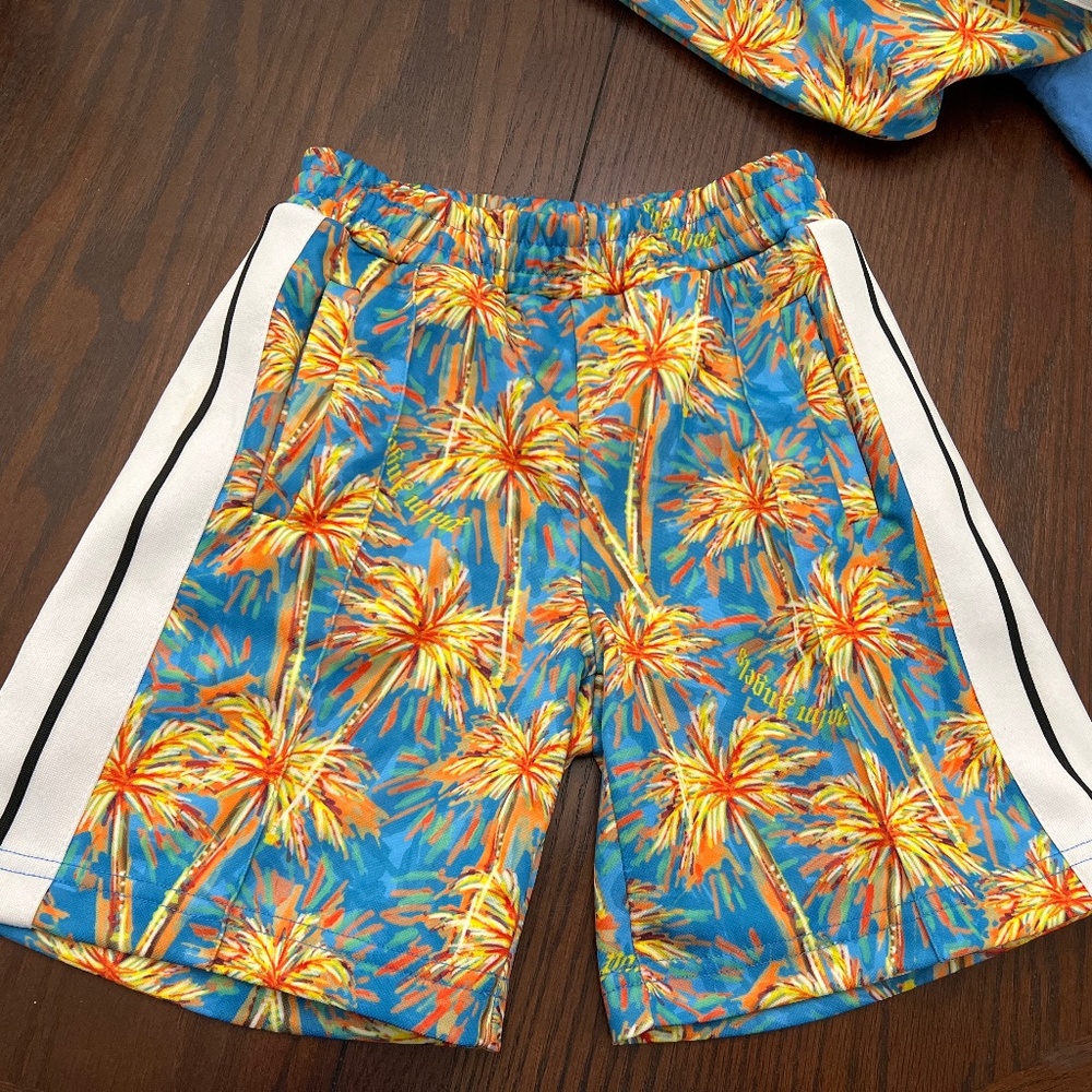 Palm Angels palm tree track shorts w/matching tee
